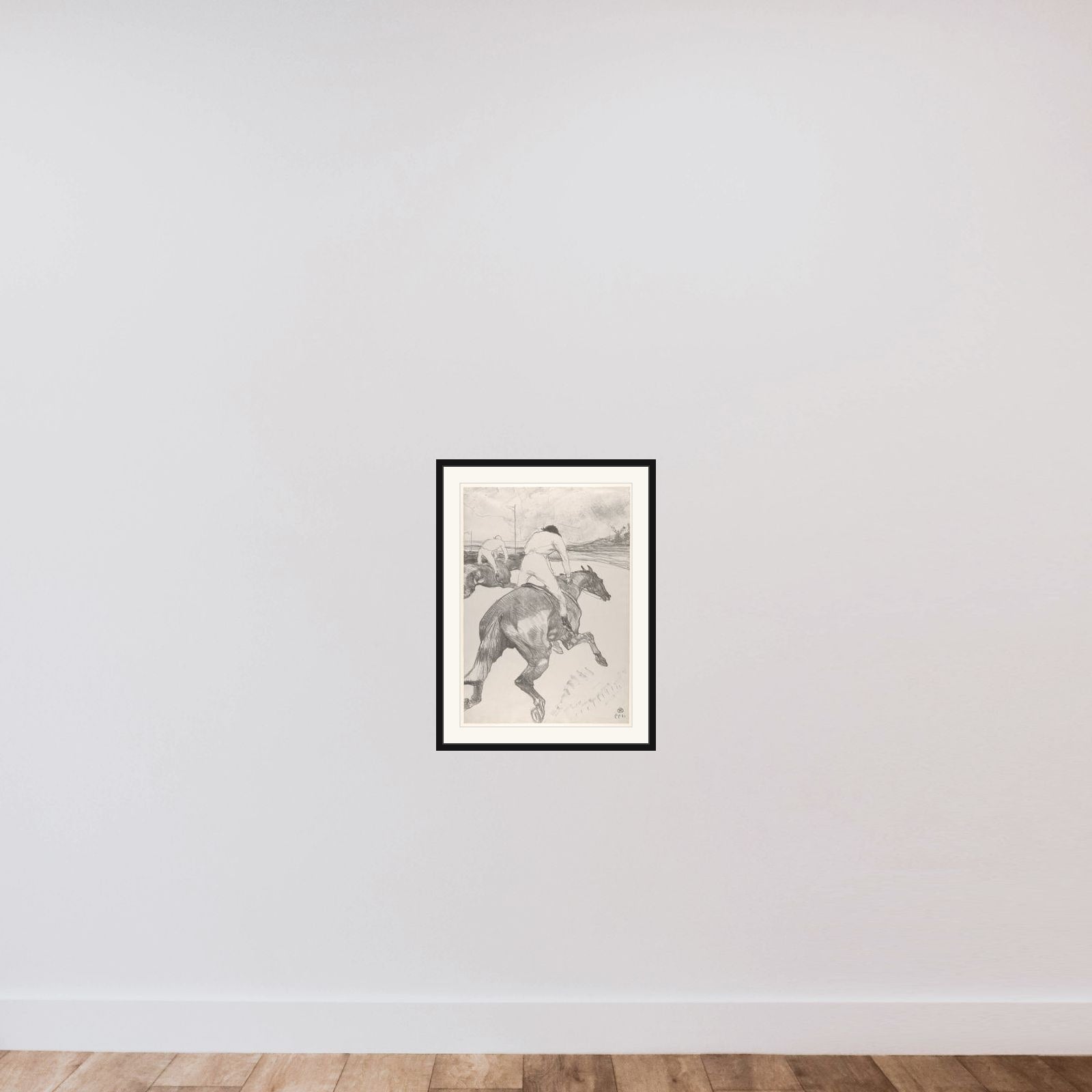 The Jockey framed — shown to scale