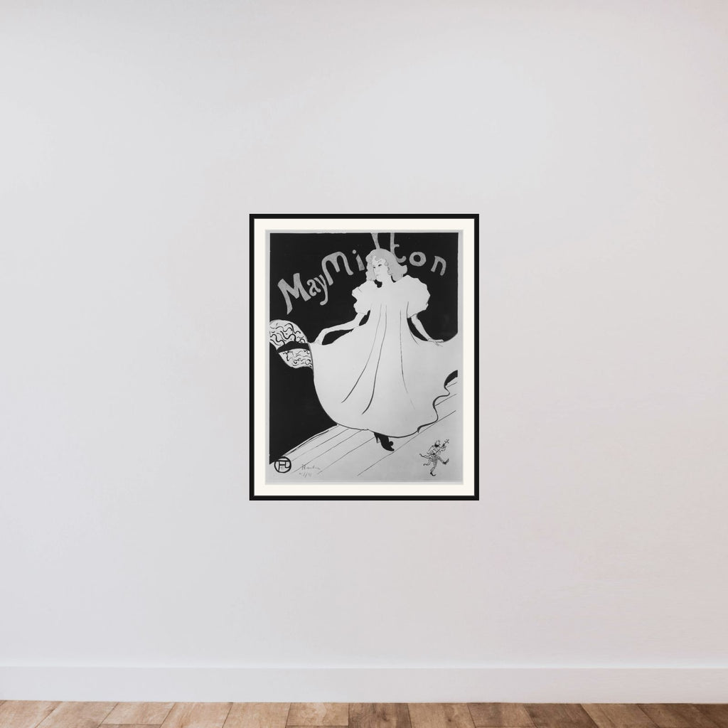 May Milton framed — shown to scale
