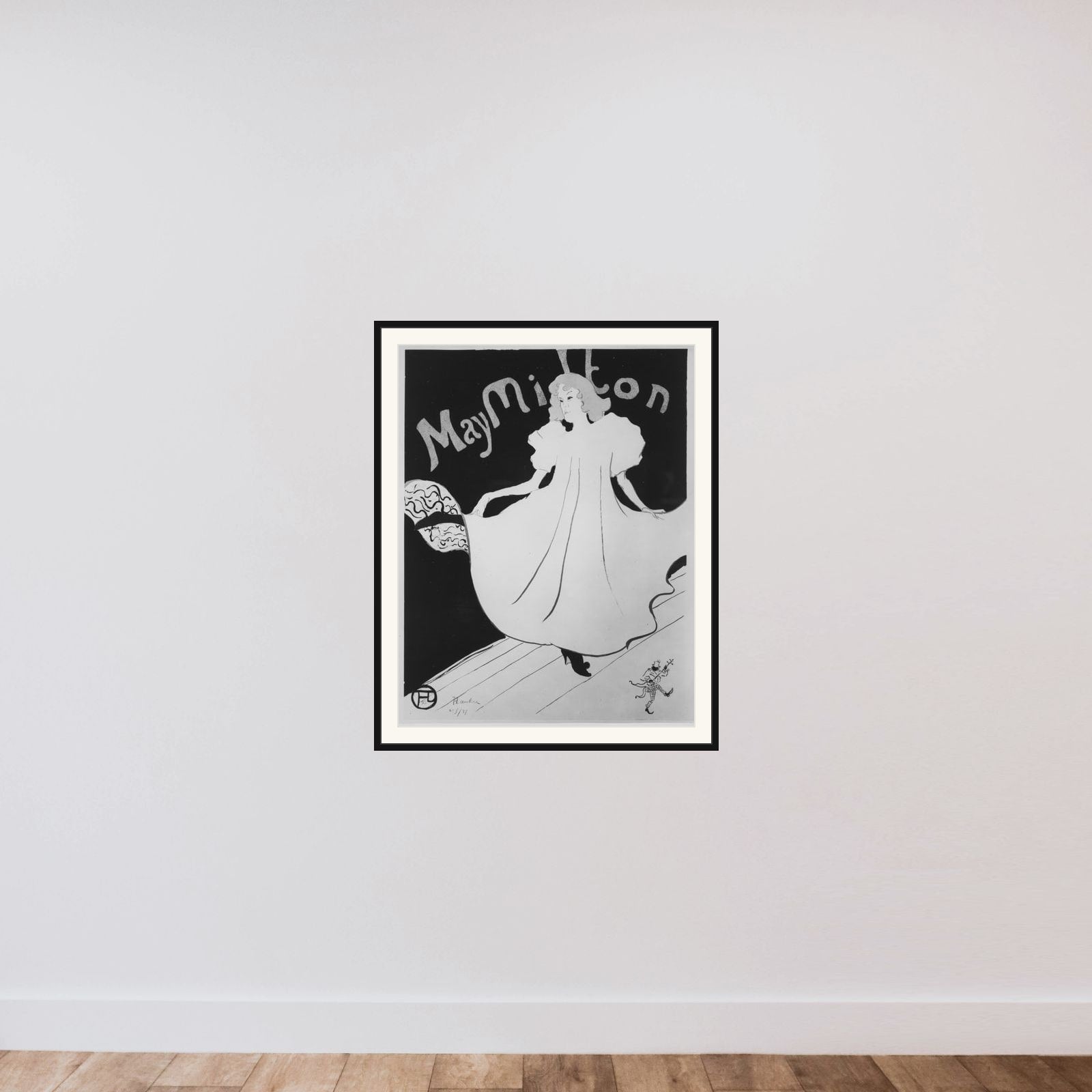 May Milton framed — shown to scale