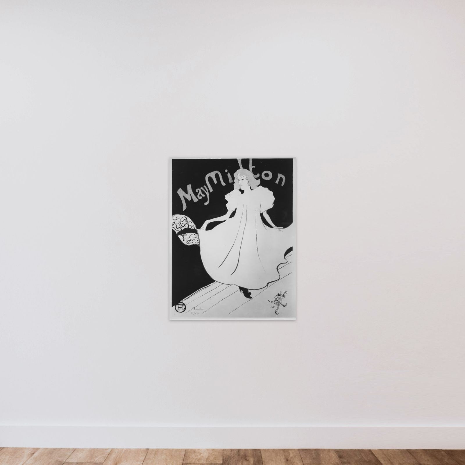 May Milton unframed — shown to scale