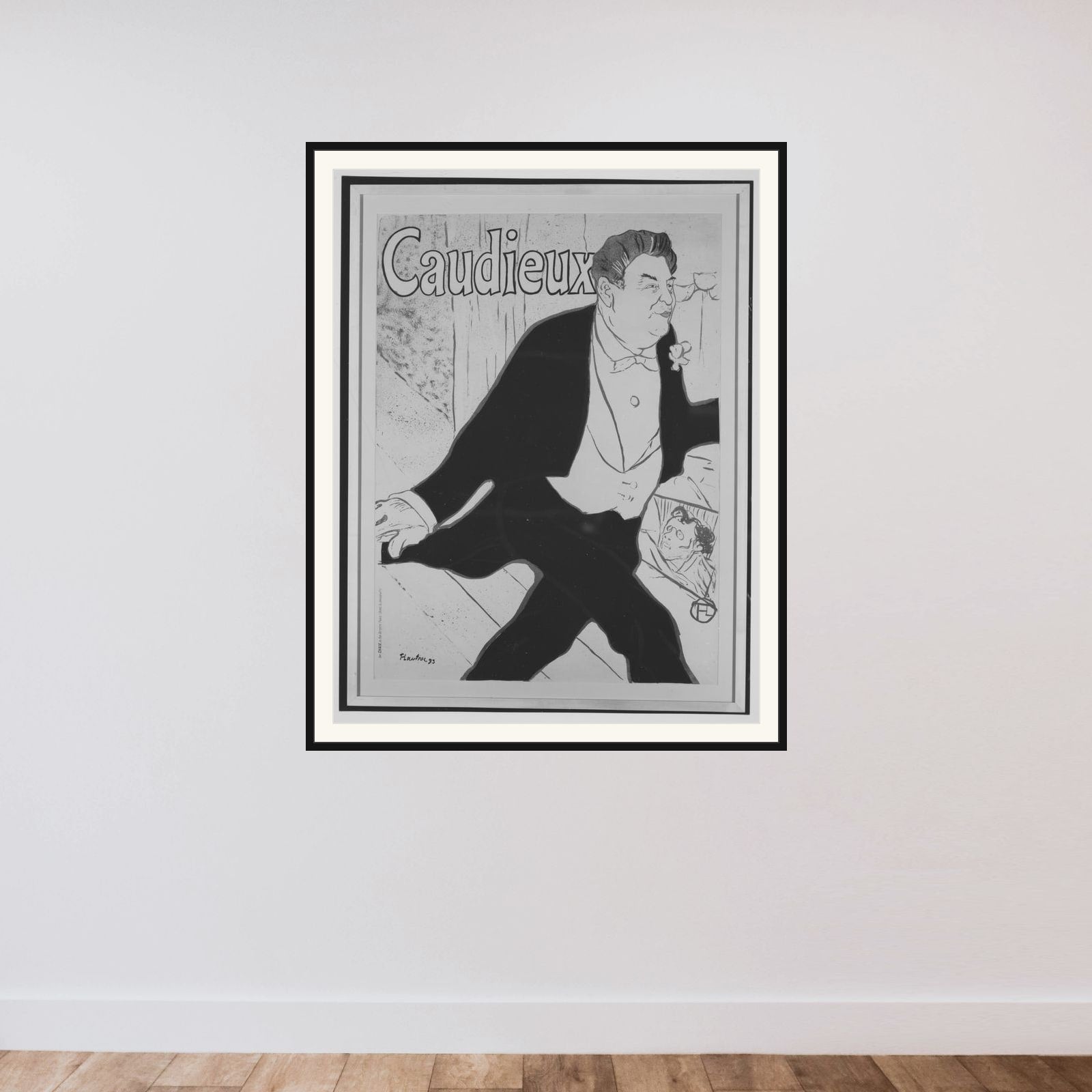 Caudieux framed — shown to scale
