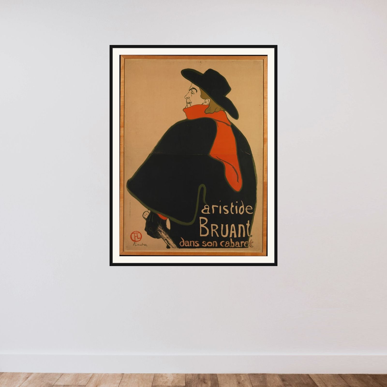 Aristide Bruant, at His Cabaret framed — shown to scale