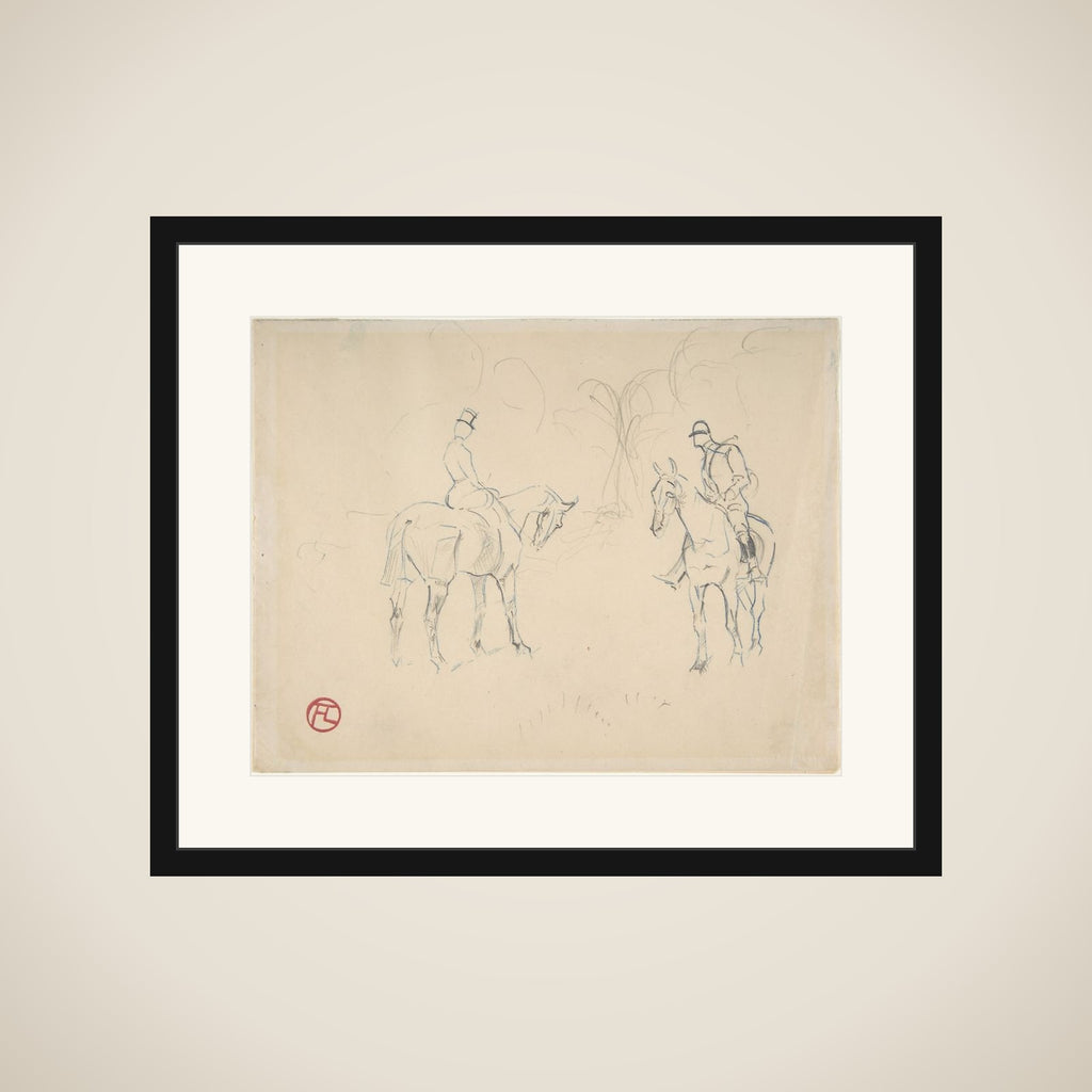 A Woman and a Man on Horseback framed