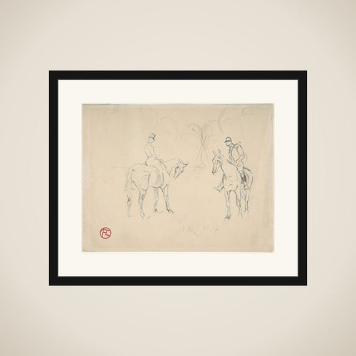 A Woman and a Man on Horseback framed