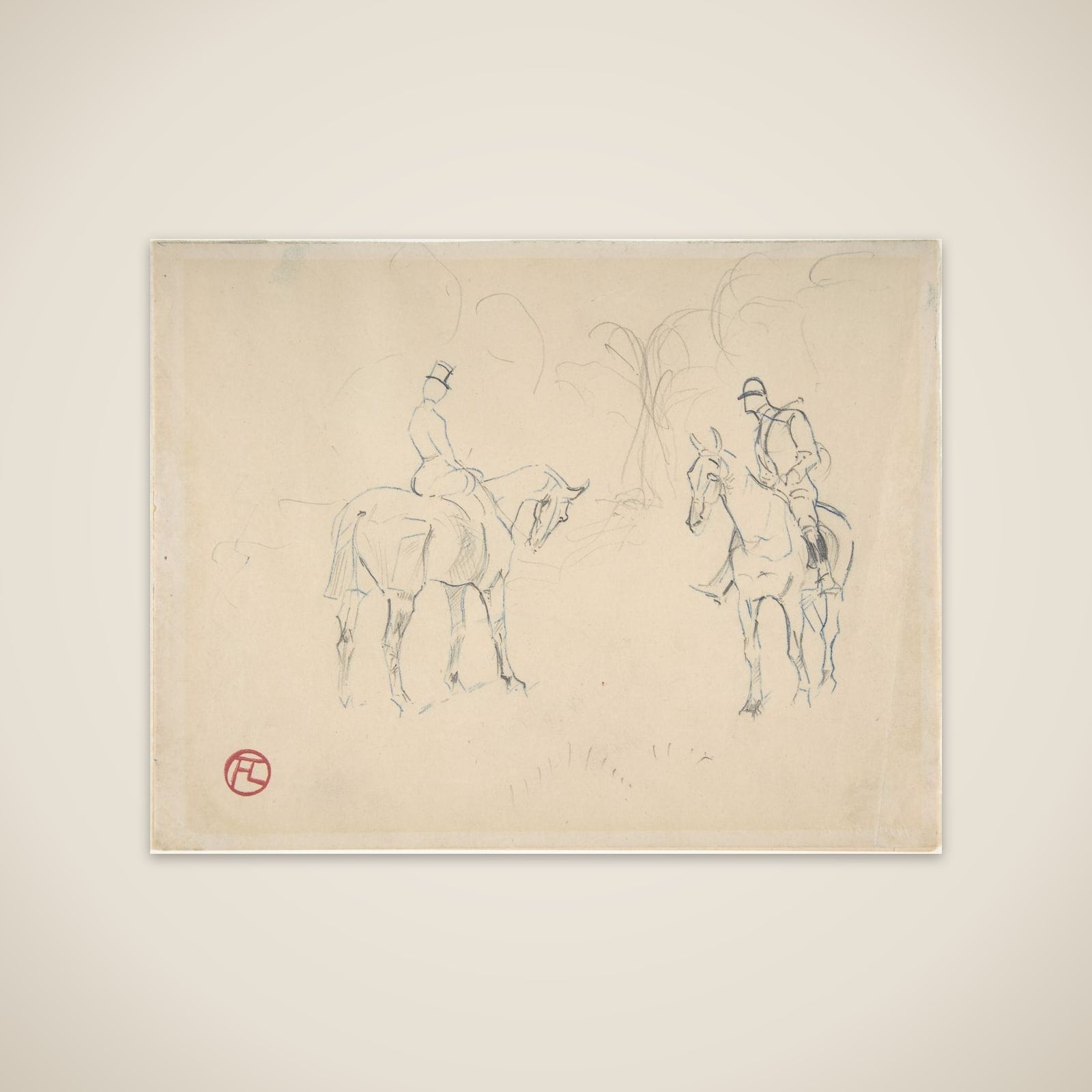 A Woman and a Man on Horseback unframed print