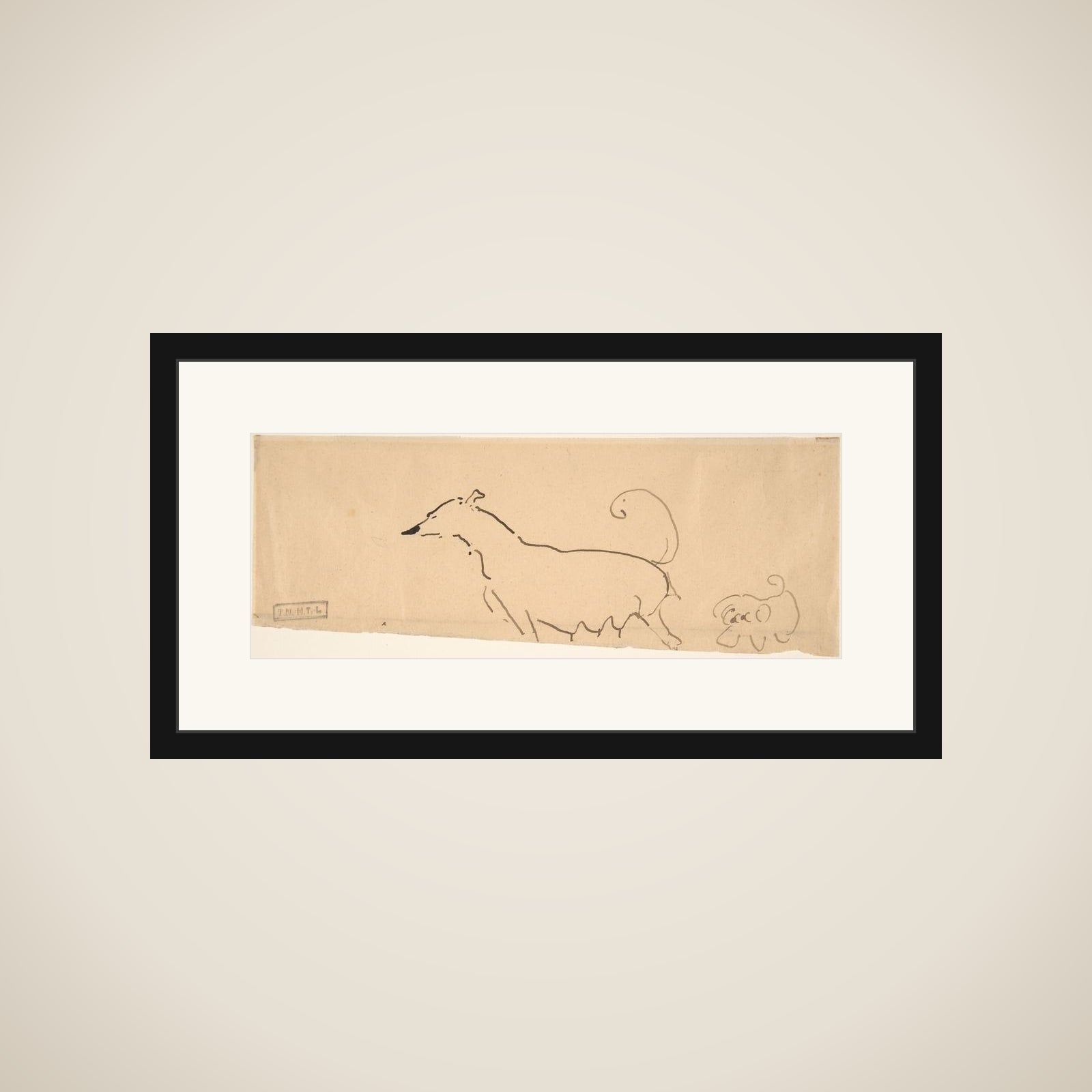 Two Dogs framed