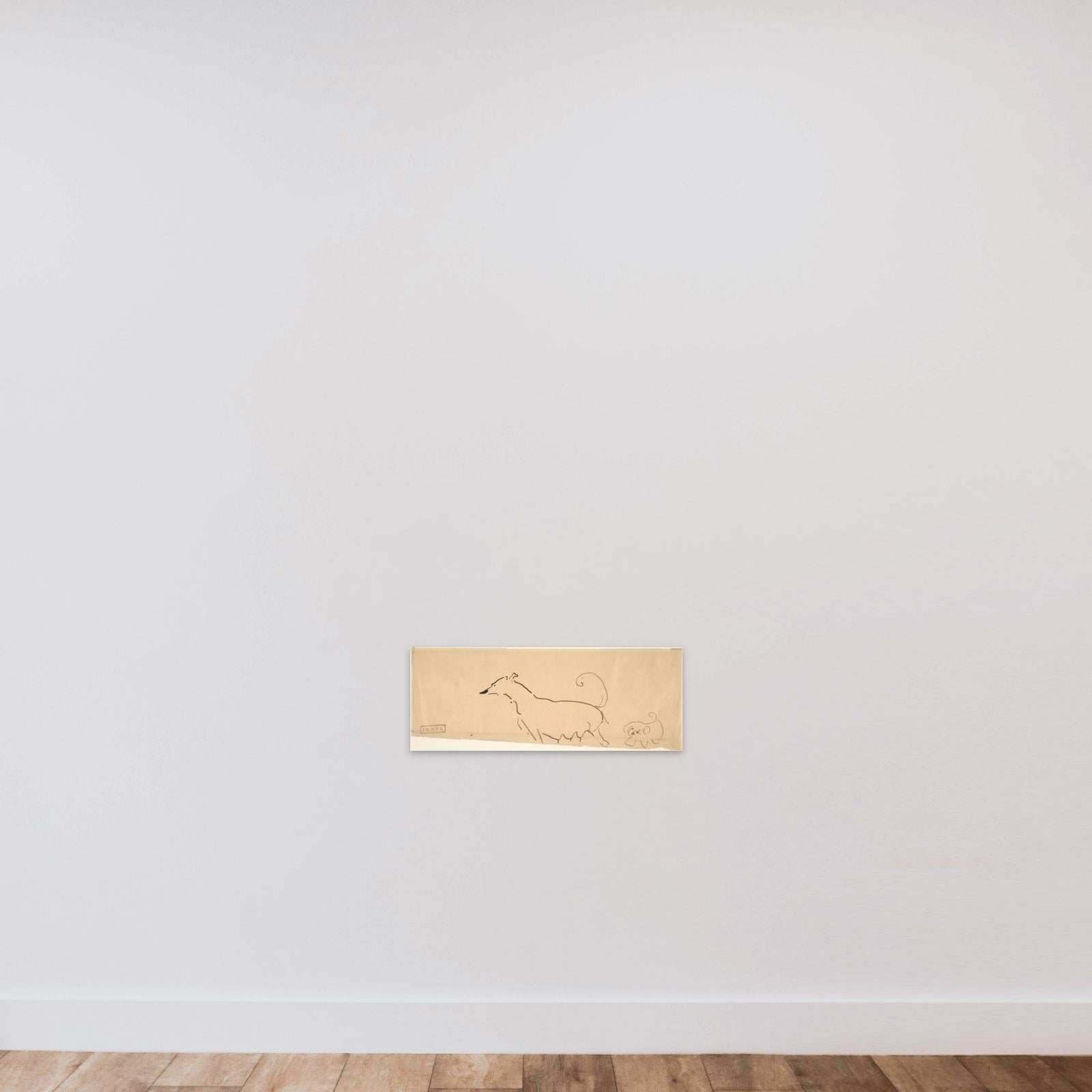 Two Dogs unframed — shown to scale