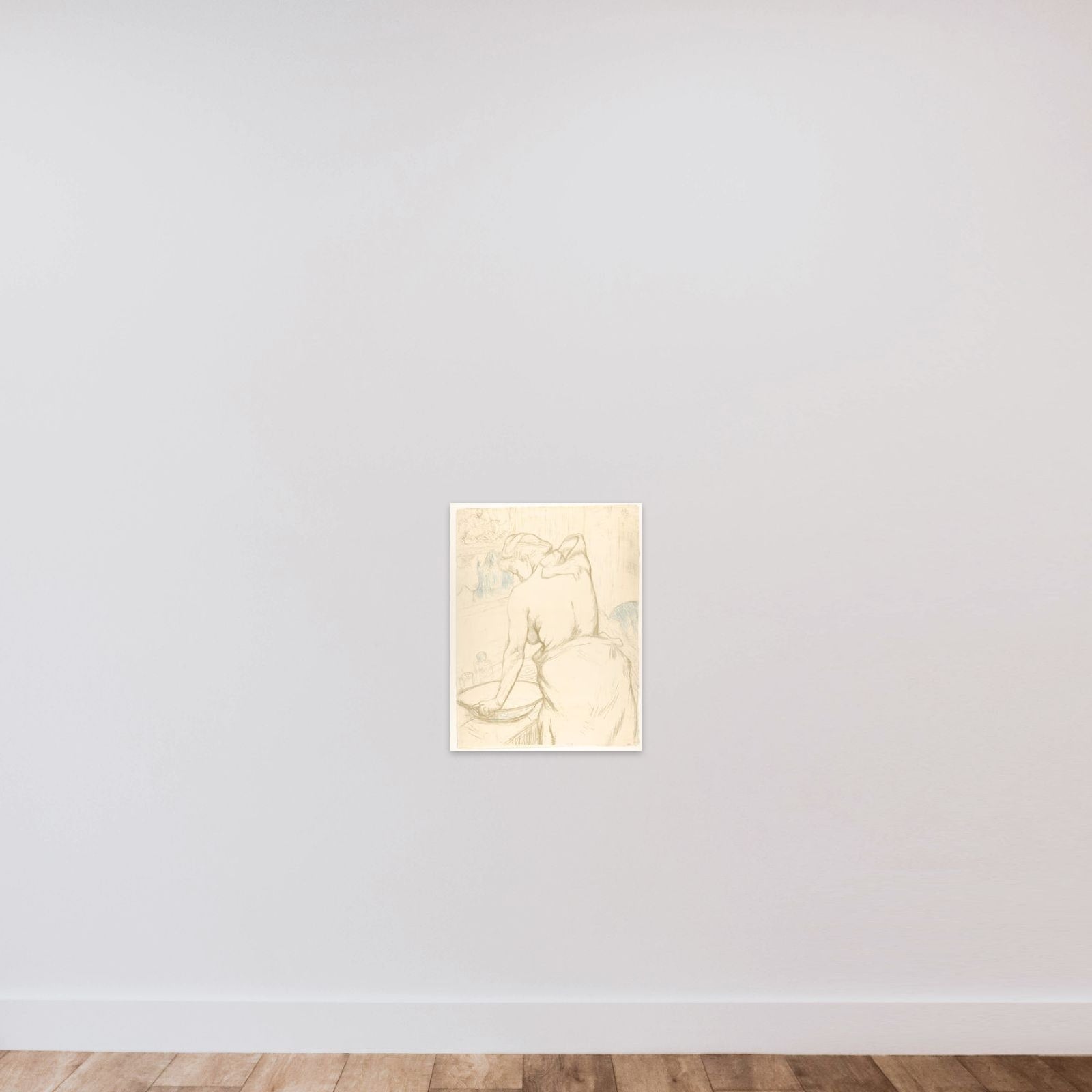 Washing unframed — shown to scale