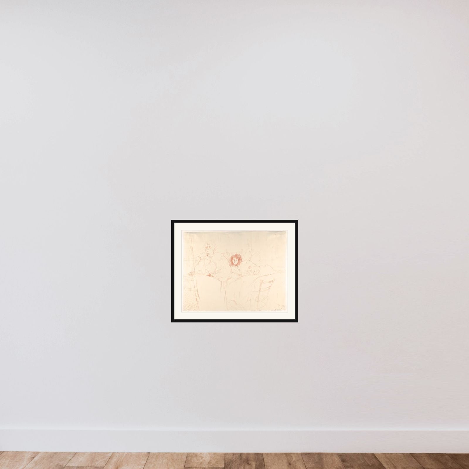 Serving Breakfast (Madame Baron and Mademoiselle Popo), from "Elles" framed — shown to scale