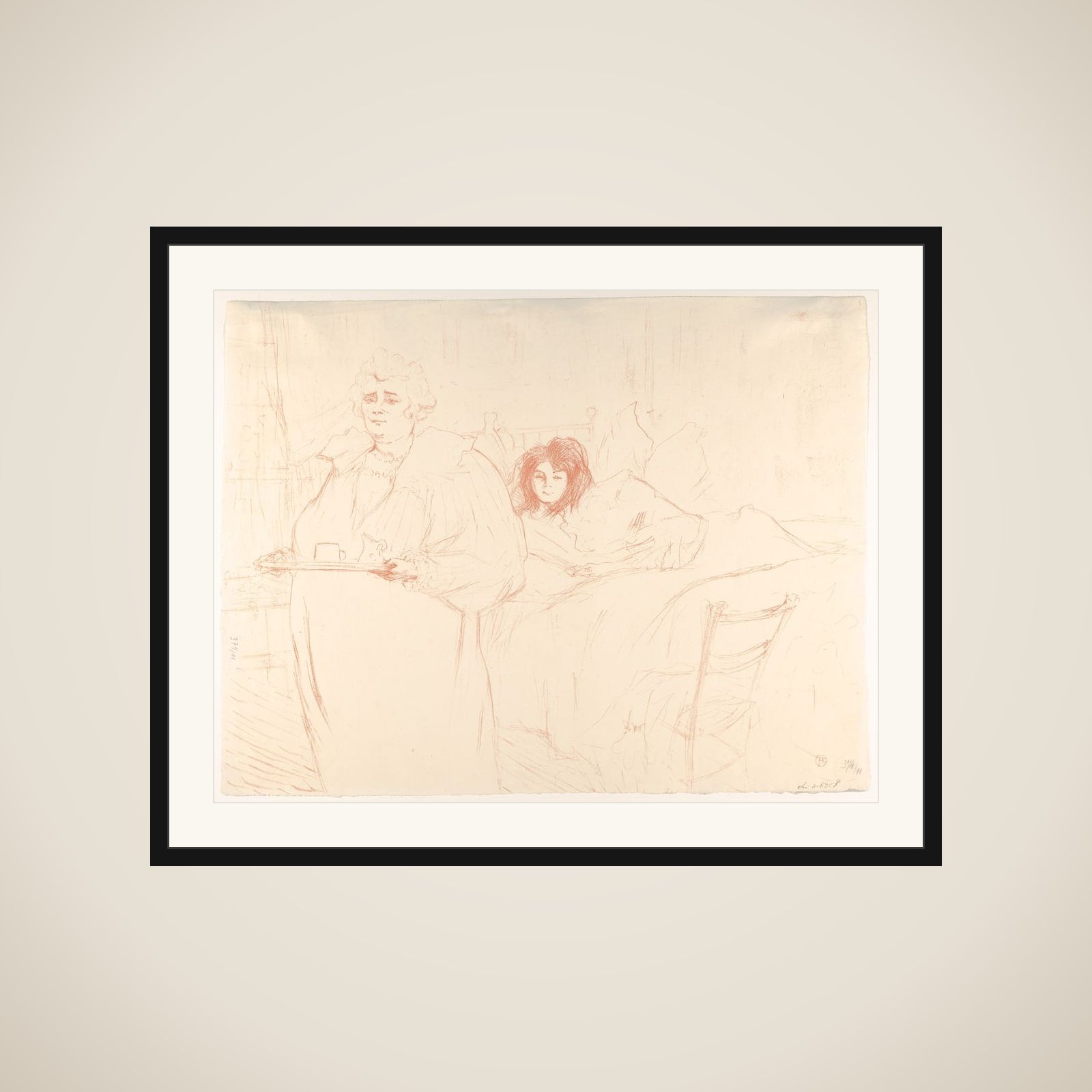 Serving Breakfast (Madame Baron and Mademoiselle Popo), from "Elles" framed