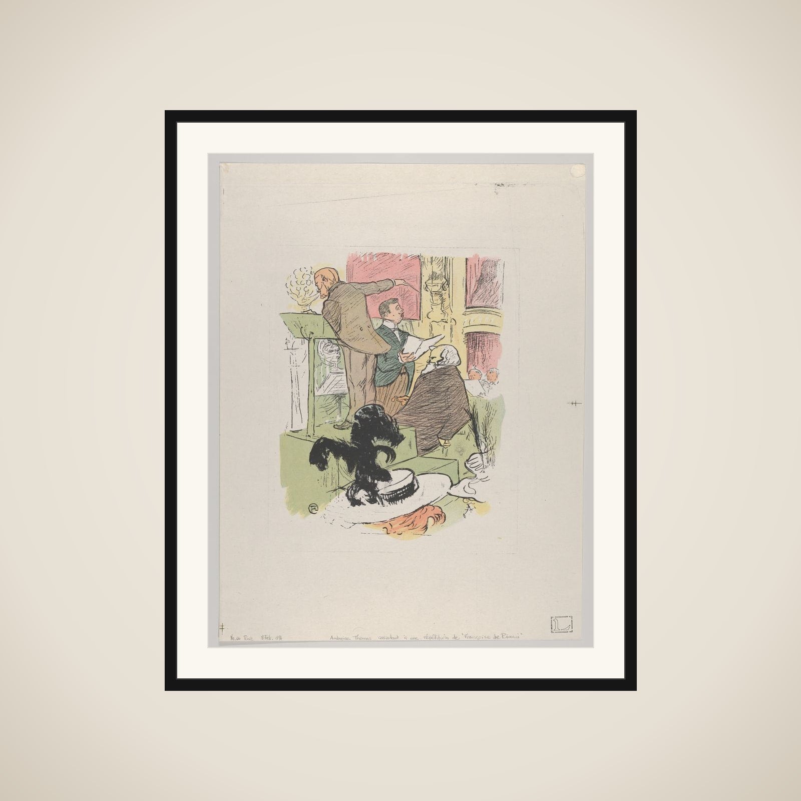 Ambroise Thomas assistant à une répétition de Françoise de Rimini, from Le Rire, No. 66, 8 February 1896 framed