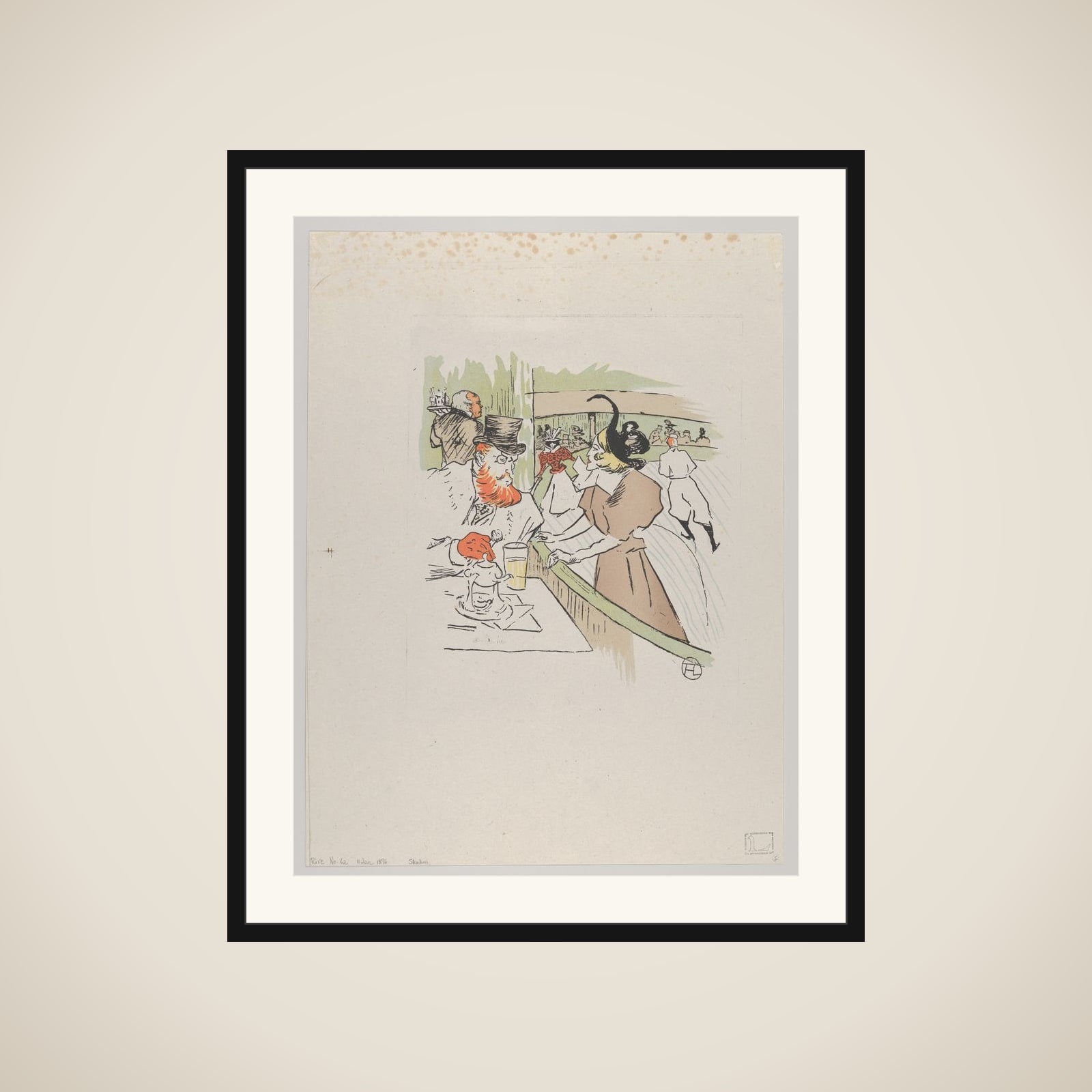 Skating, from Le Rire, No. 62, 11 January 1896 framed
