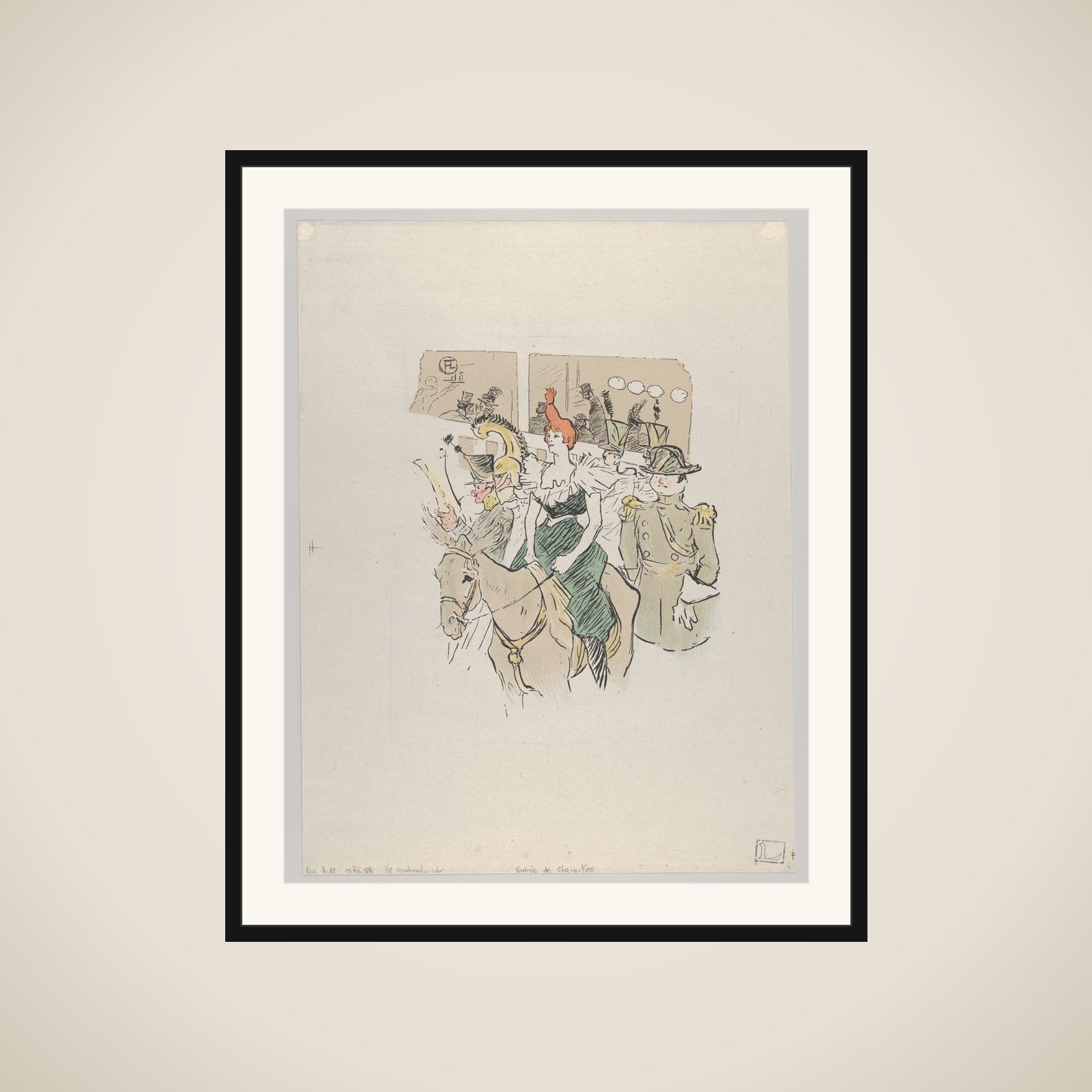 Entrée de Cha-u-Kao, from Le Rire, No. 67, 15 February 1896 framed