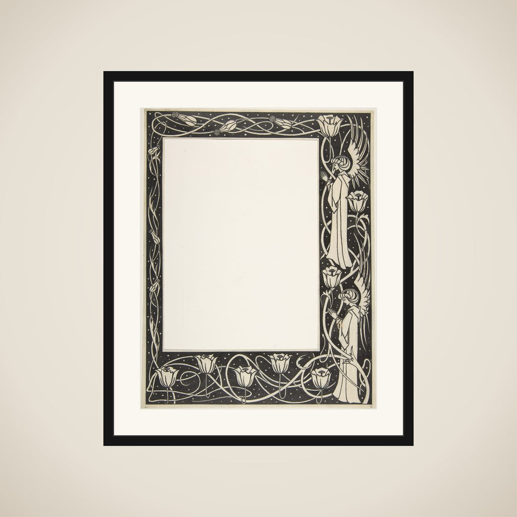 Praying Angels and Poppies (Border Design for Thomas Malory, "Le Morte d'Arthur," J. M. Dent 1893–94, Part III, book vii, chapter i, p. 219) framed