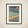 Sudden Shower over Shin-Ōhashi Bridge and Atake (Ōhashi Atake no yūdachi), from the series One Hundred Famous Views of Edo (Meisho Edo hyakkei) framed