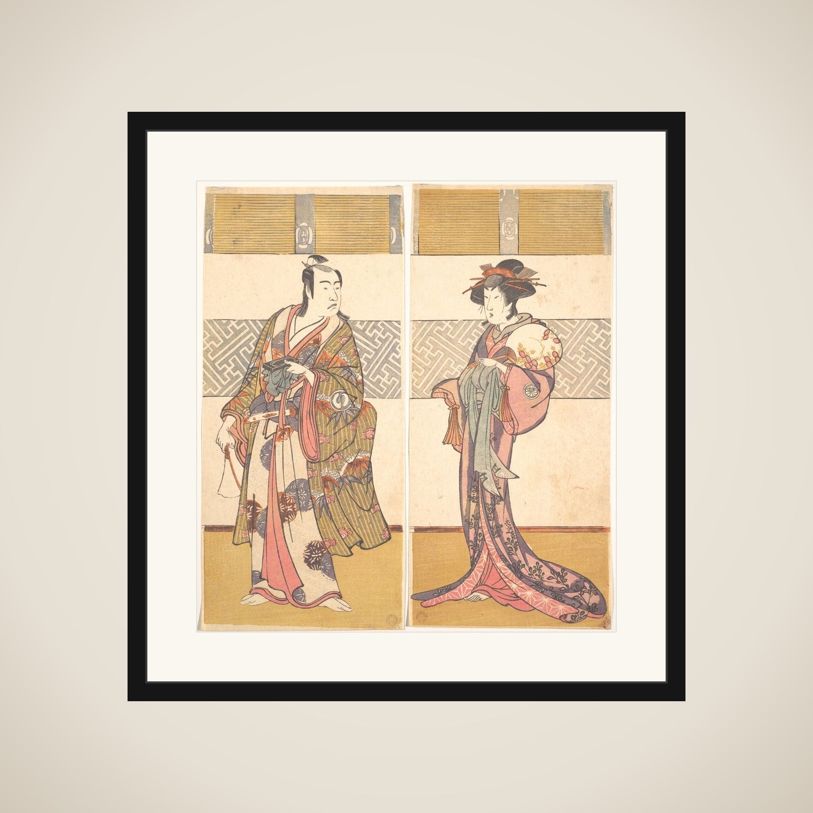 Kabuki Actors Sawamura Sōjūrō III and Segawa Kikunojō III framed