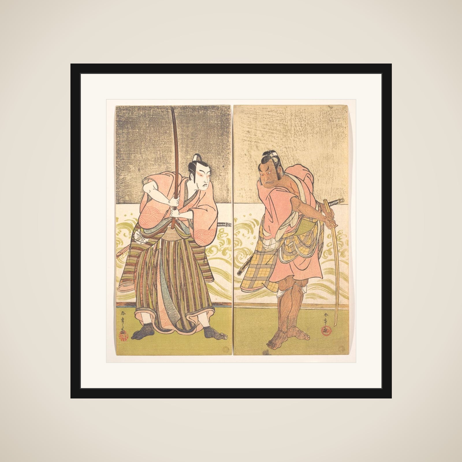 The Actor Sakata Hangoro II and the Actor Matsumoto Koshiro IV framed
