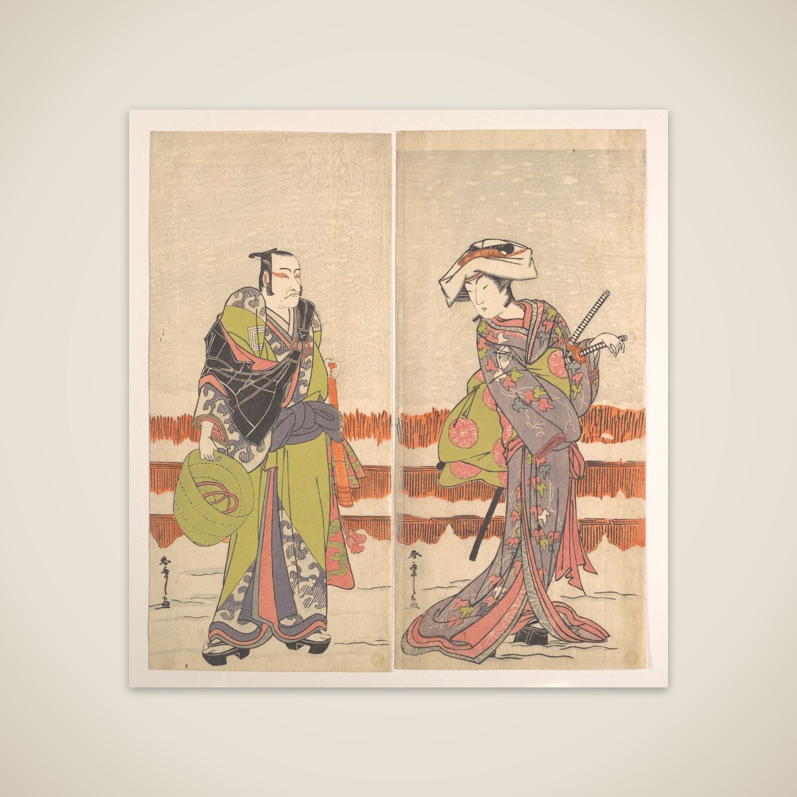 Ichikawa Danjuro Fifth as a Komuso Holding a Basket-Hat in His Right Hand unframed print