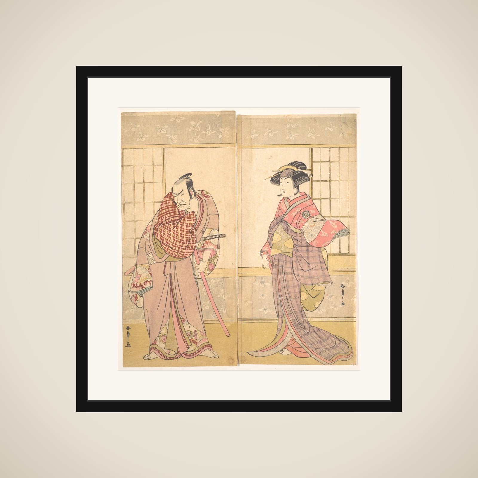 The Fifth Ichikawa Danjuro as a Man Standing in a Room framed