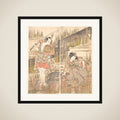 The Actor Onoye Matsusuke with Sword Held Above His Head with Both Hands framed