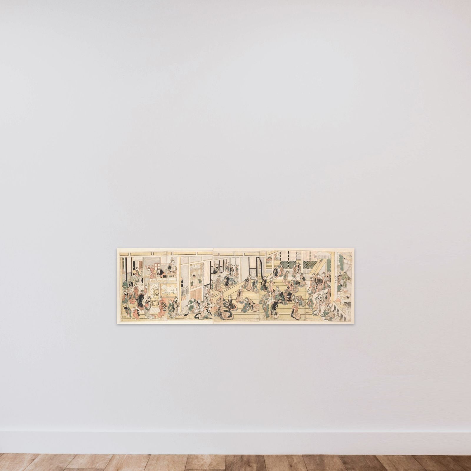 New Year's Day at the Ōgiya Brothel, Yoshiwara unframed — shown to scale