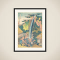 Rōben Waterfall at Ōyama in Sagami Province (Sōshū Ōyama Rōben no taki), from the series A Tour of Waterfalls in Various Provinces (Shokoku taki meguri) framed