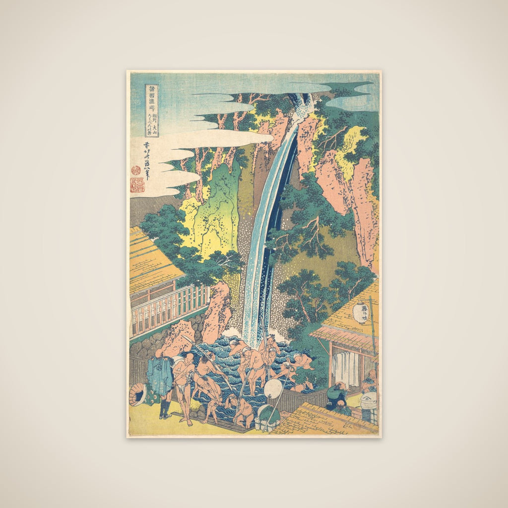 Rōben Waterfall at Ōyama in Sagami Province (Sōshū Ōyama Rōben no taki), from the series A Tour of Waterfalls in Various Provinces (Shokoku taki meguri) unframed print
