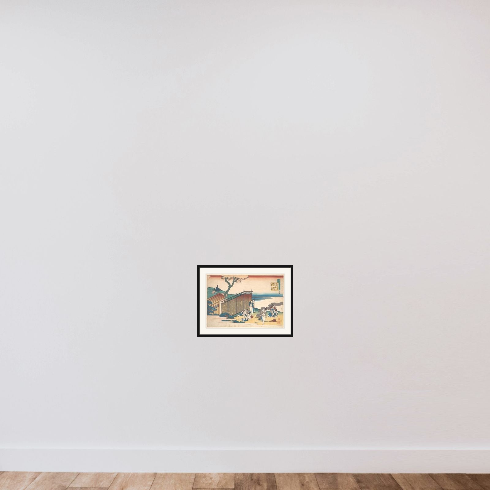 Poem by Ōnakatomi no Yoshinobu Ason, from the series One Hundred Poems Explained by the Nurse (Hyakunin isshu uba ga etoki) framed — shown to scale