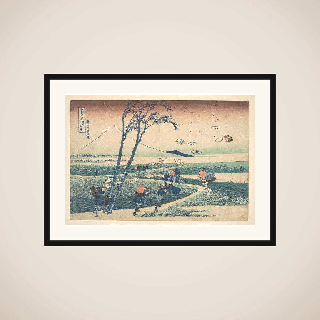 Ejiri in Suruga Province (Sunshū Ejiri), from the series Thirty-six Views of Mount Fuji (Fugaku sanjūrokkei) framed