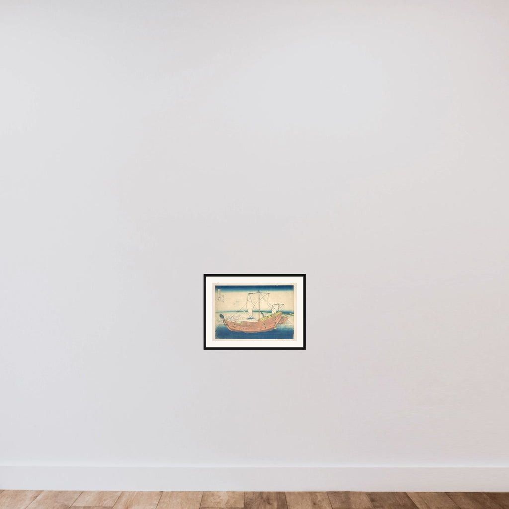 At Sea off Kazusa (Kazusa no kairo), from the series Thirty-six Views of Mount Fuji (Fugaku sanjūrokkei) framed — shown to scale
