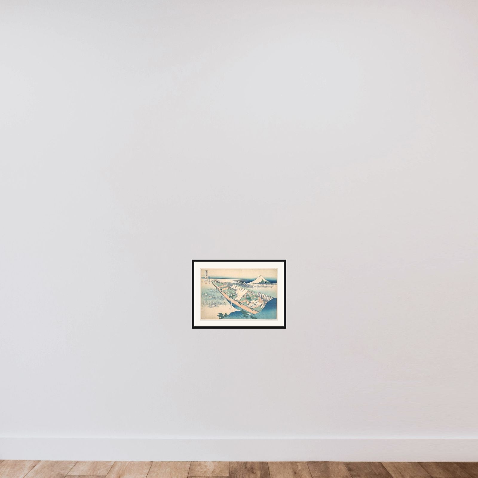 Ushibori in Hitachi Province (Jōshū Ushibori), from the series Thirty-six Views of Mount Fuji (Fugaku sanjūrokkei) framed — shown to scale