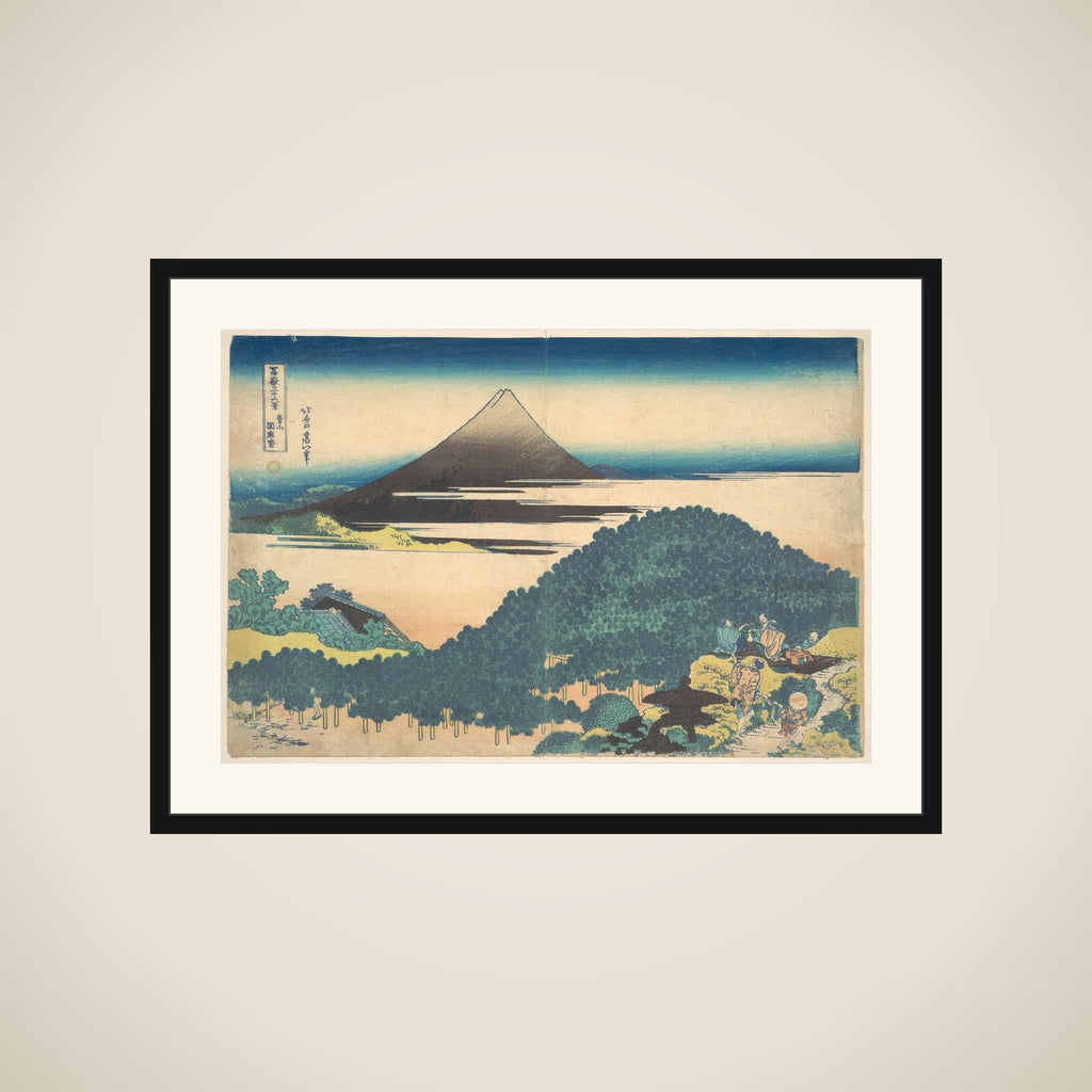 Cushion Pine at Aoyama (Aoyama enza no matsu), from the series Thirty-six Views of Mount Fuji (Fugaku sanjūrokkei) framed