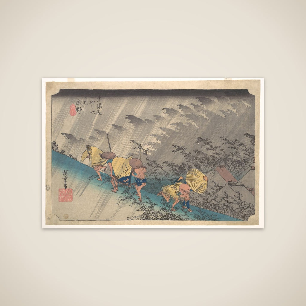 Sudden Shower at Shōno, from the series Fifty-three Stations of the Tōkaidō unframed print