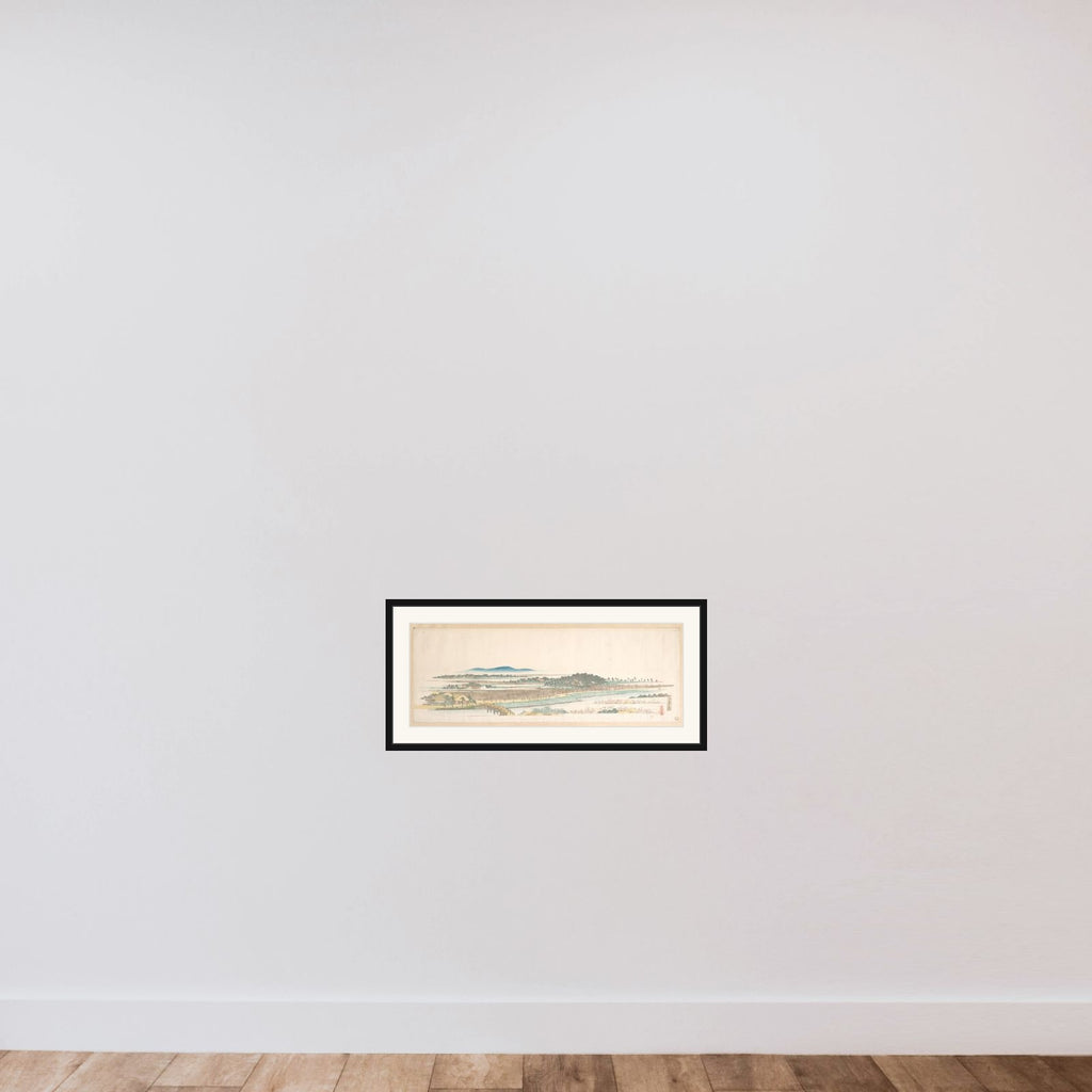 View of Azuma Wood framed — shown to scale