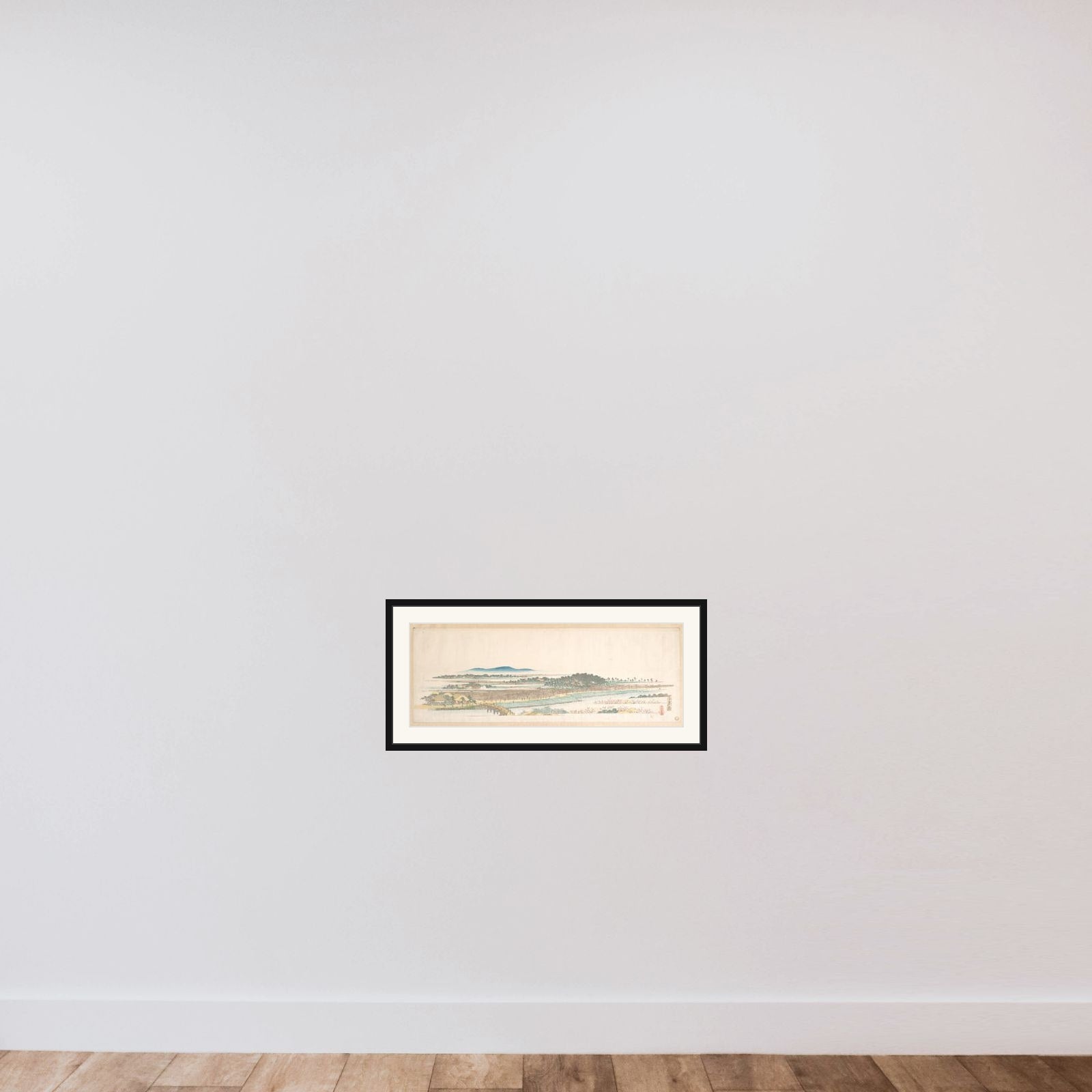View of Azuma Wood framed — shown to scale