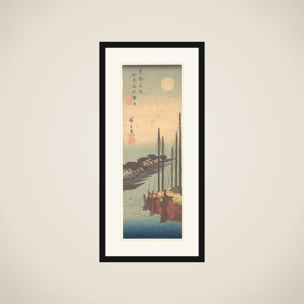 Tsukudajima Kaihin Rōgetsu framed
