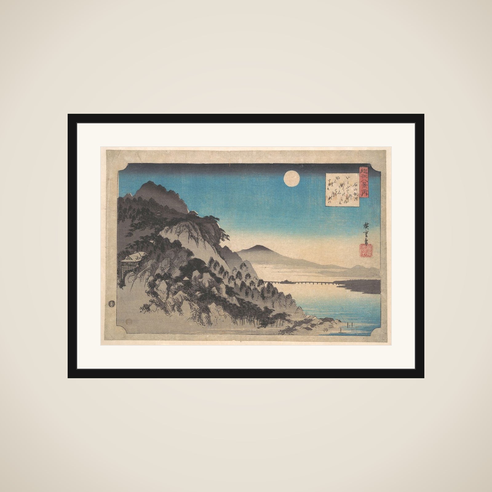 The Autumn Moon at Ishiyama on Lake Biwa framed