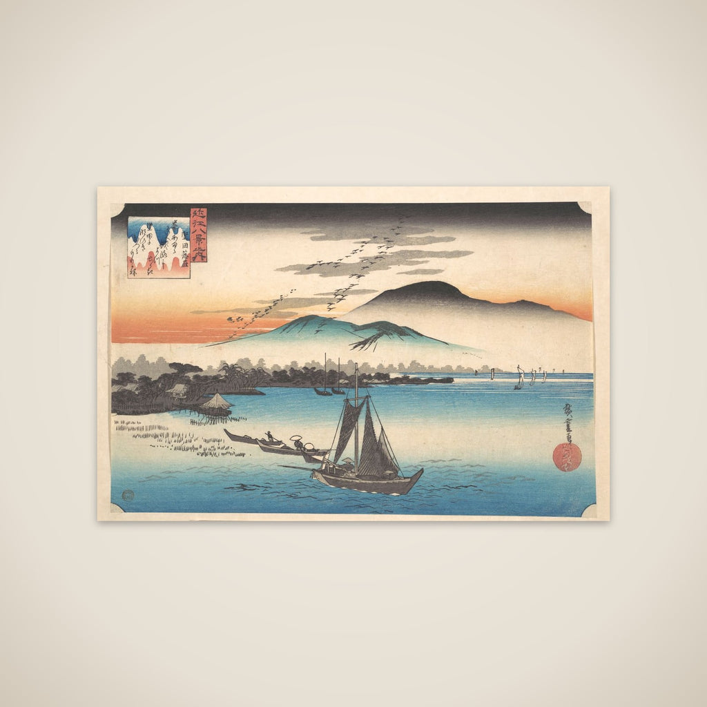 Geese Alighting at Katada, Lake Biwa unframed print