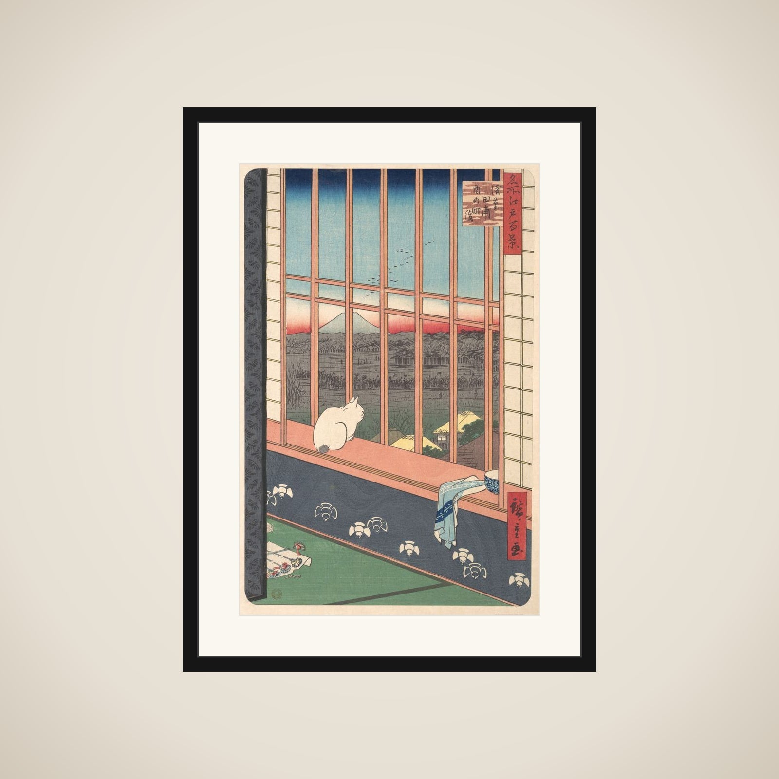Revelers Returned from the Tori no Machi Festival at Asakusa, from the series One Hundred Famous Views of Edo framed