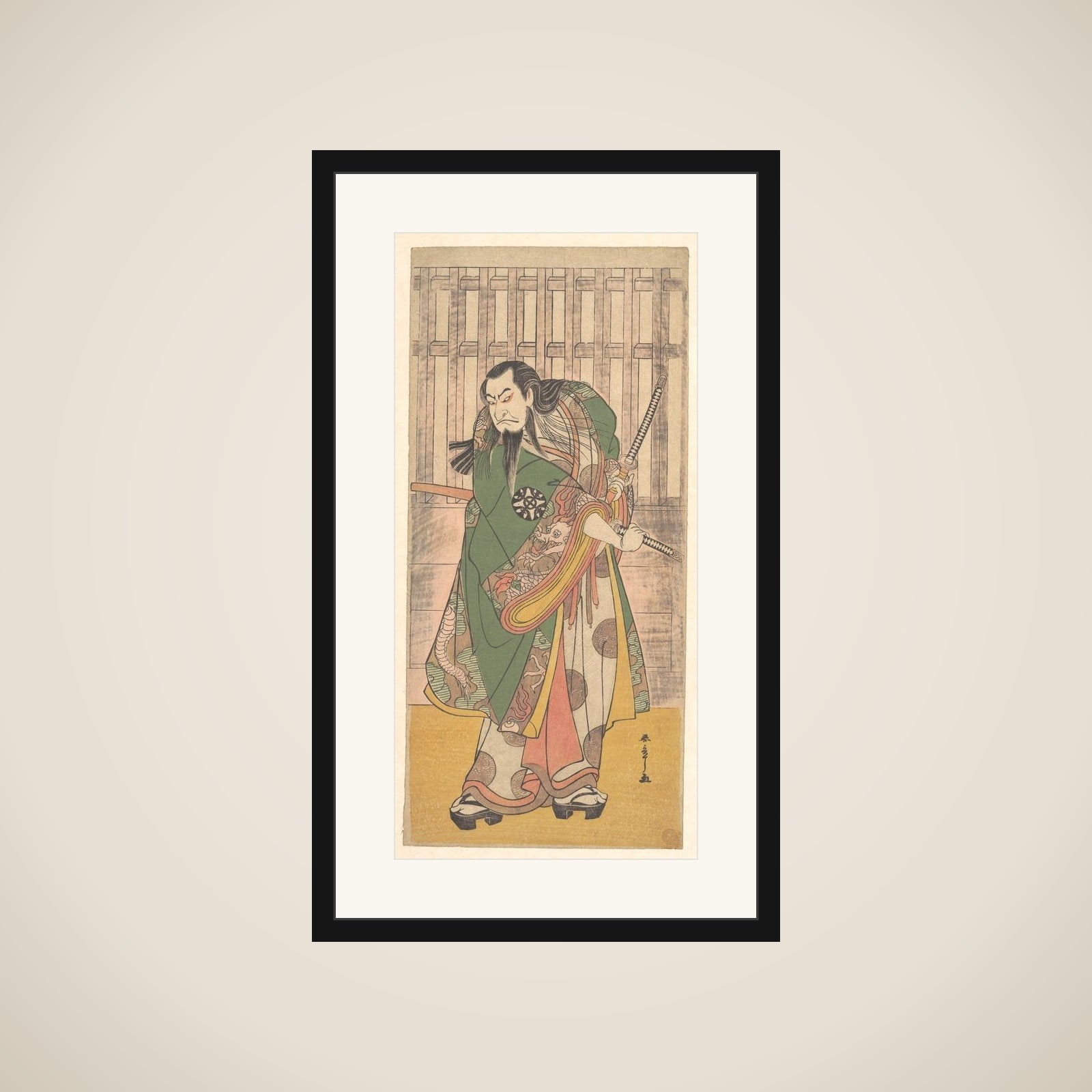 The Actor Nakamura Nakazō I as the Elderly Samurai Hige no Ikyū framed
