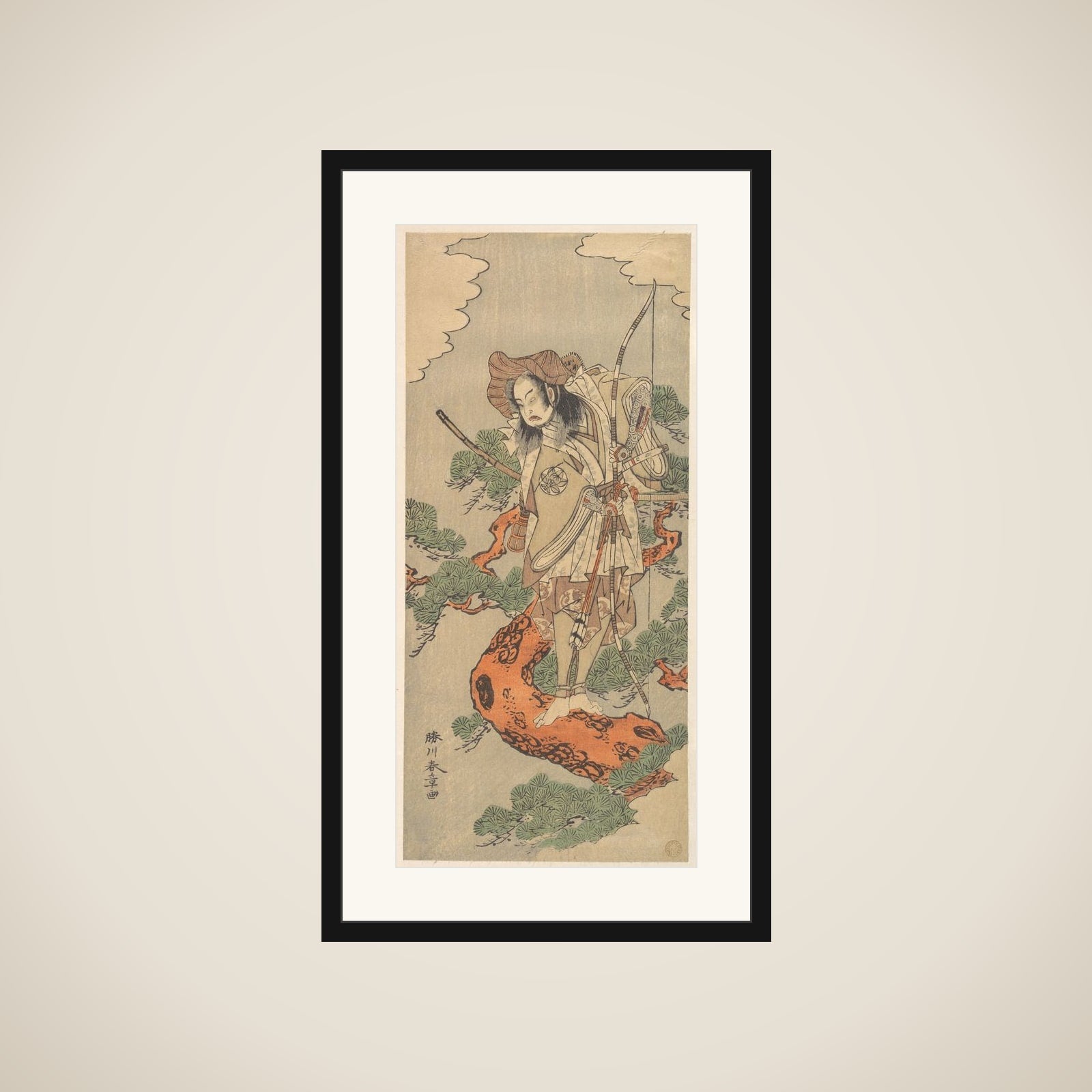 The Ninth Ichimura Uzaemon as a Samurai Warrior framed