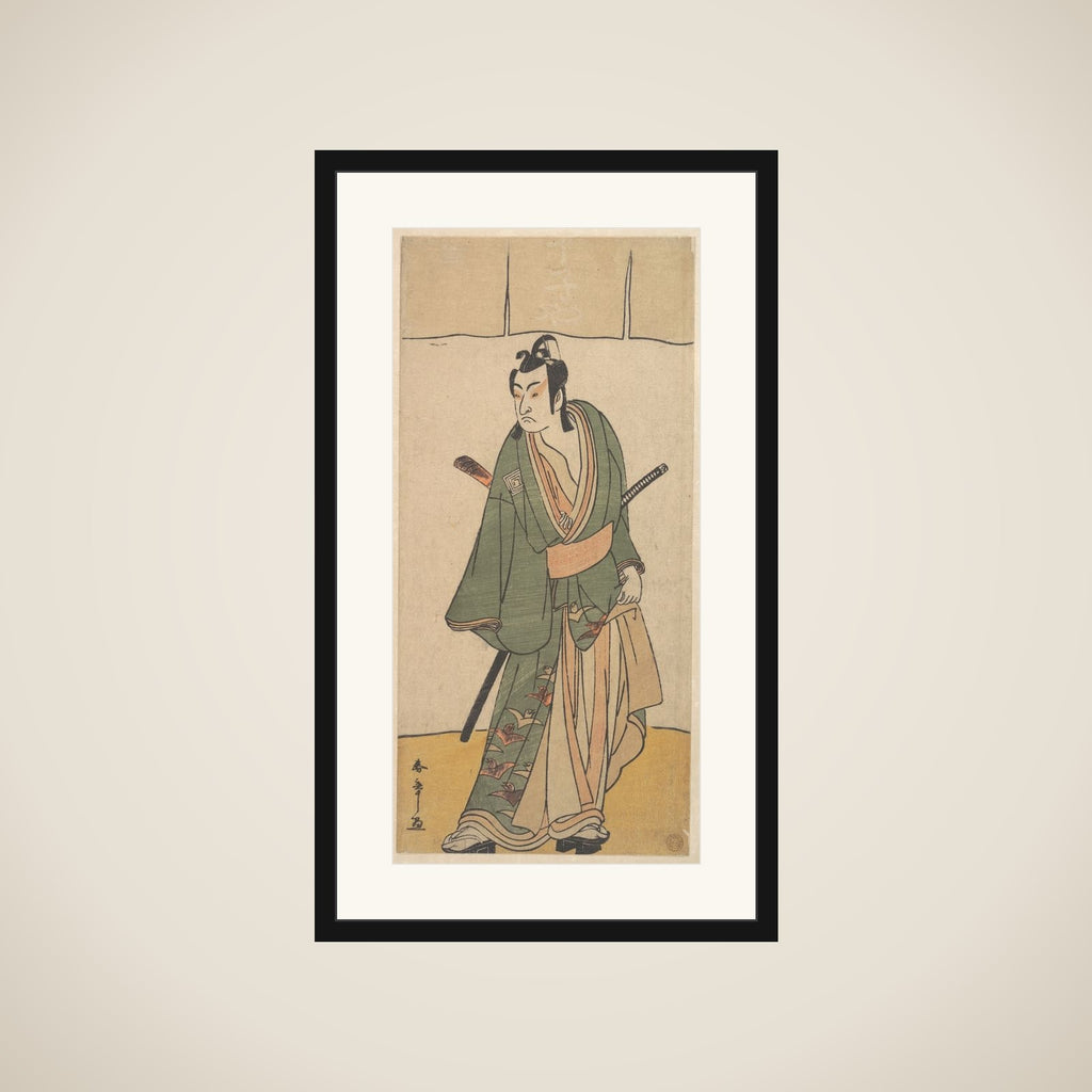 The Second Ichikawa Monnosuke in the role of Soga no Juro Sukenari framed