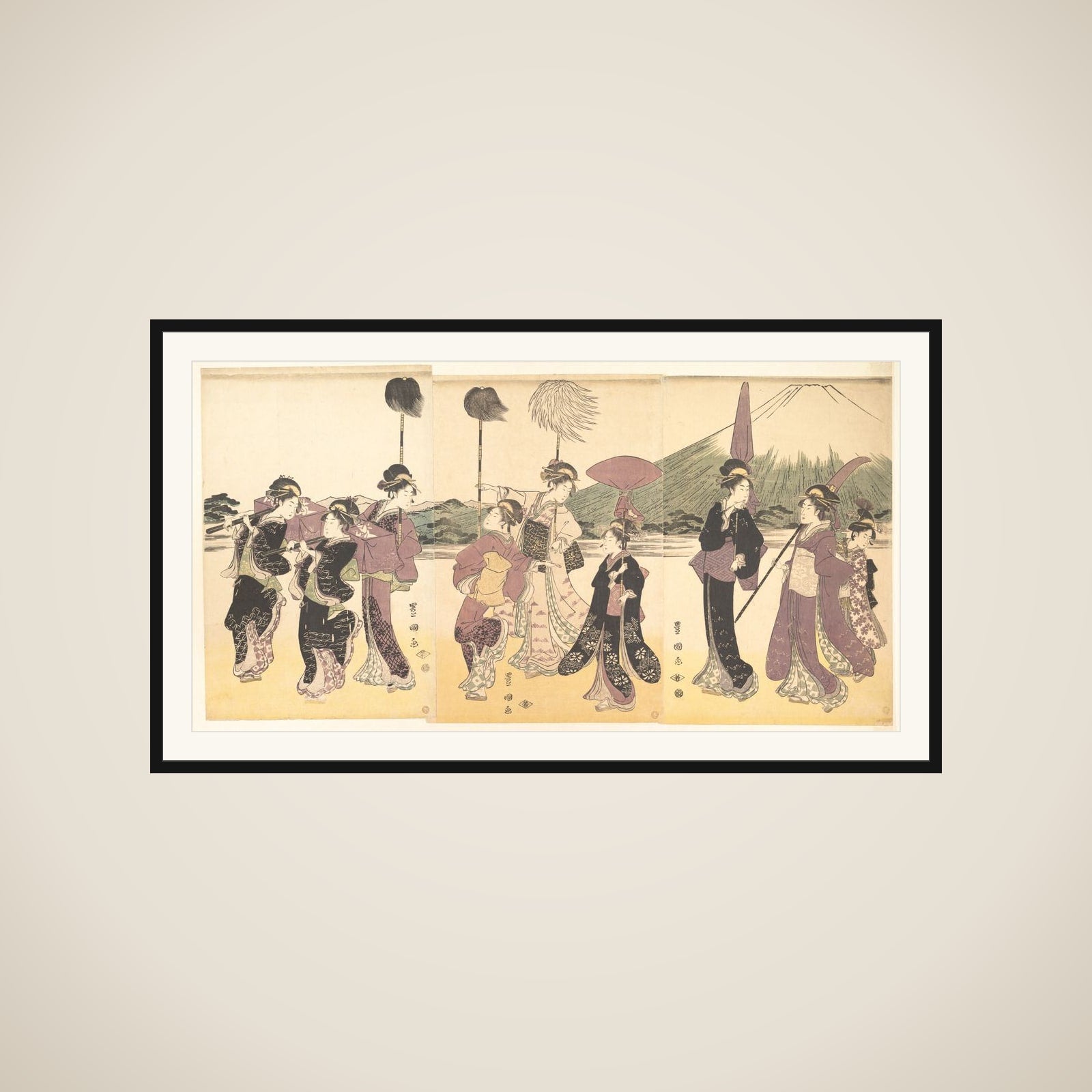 Women Parading in an Imitation of the Cortege of a Daimyo framed