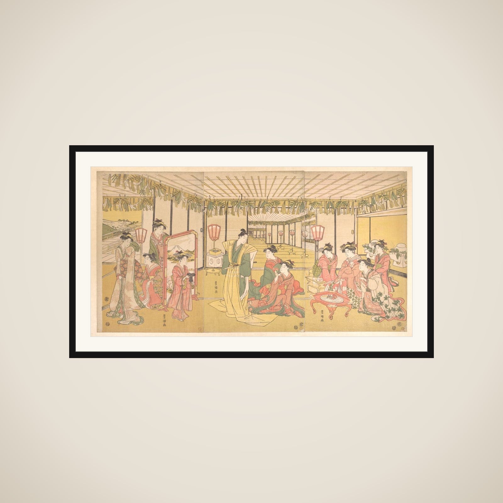 New Year's Celebration in a Large Mansion framed
