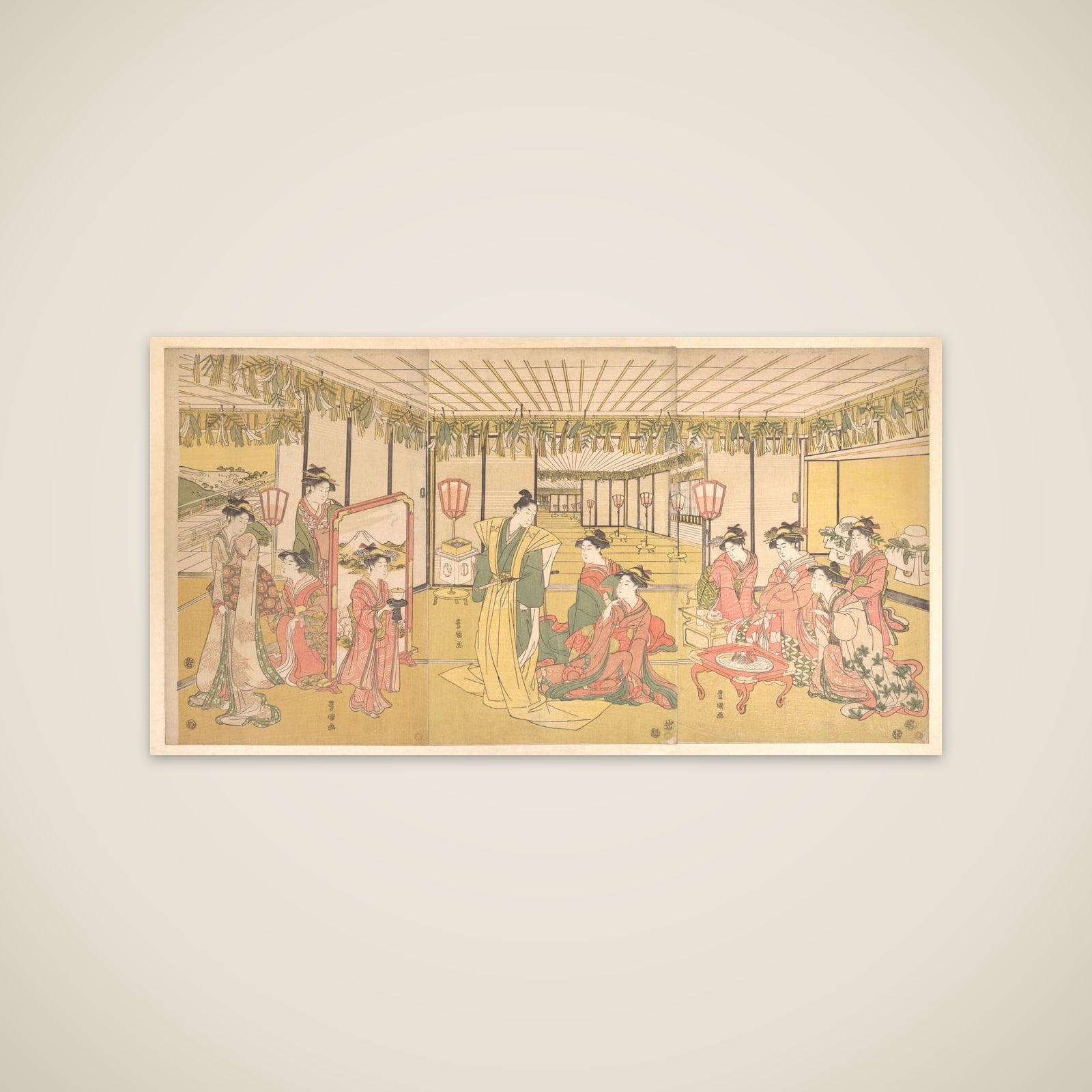 New Year's Celebration in a Large Mansion unframed print