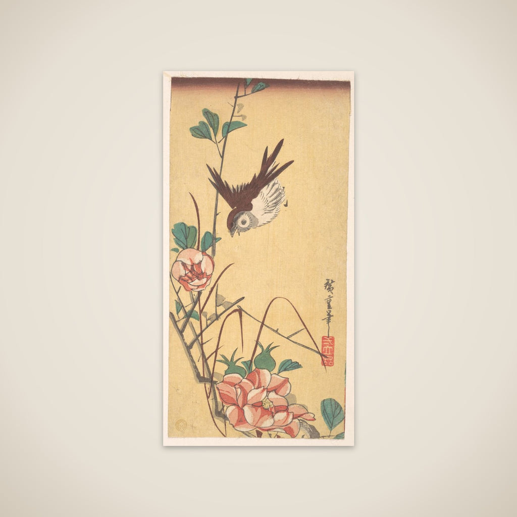 Roses and Sparrow unframed print