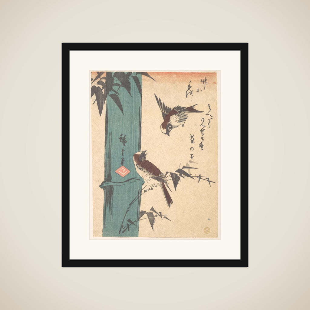 Bamboo and Sparrows framed