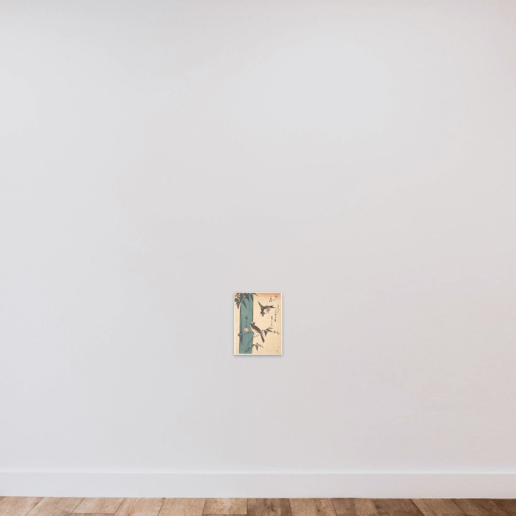 Bamboo and Sparrows unframed — shown to scale
