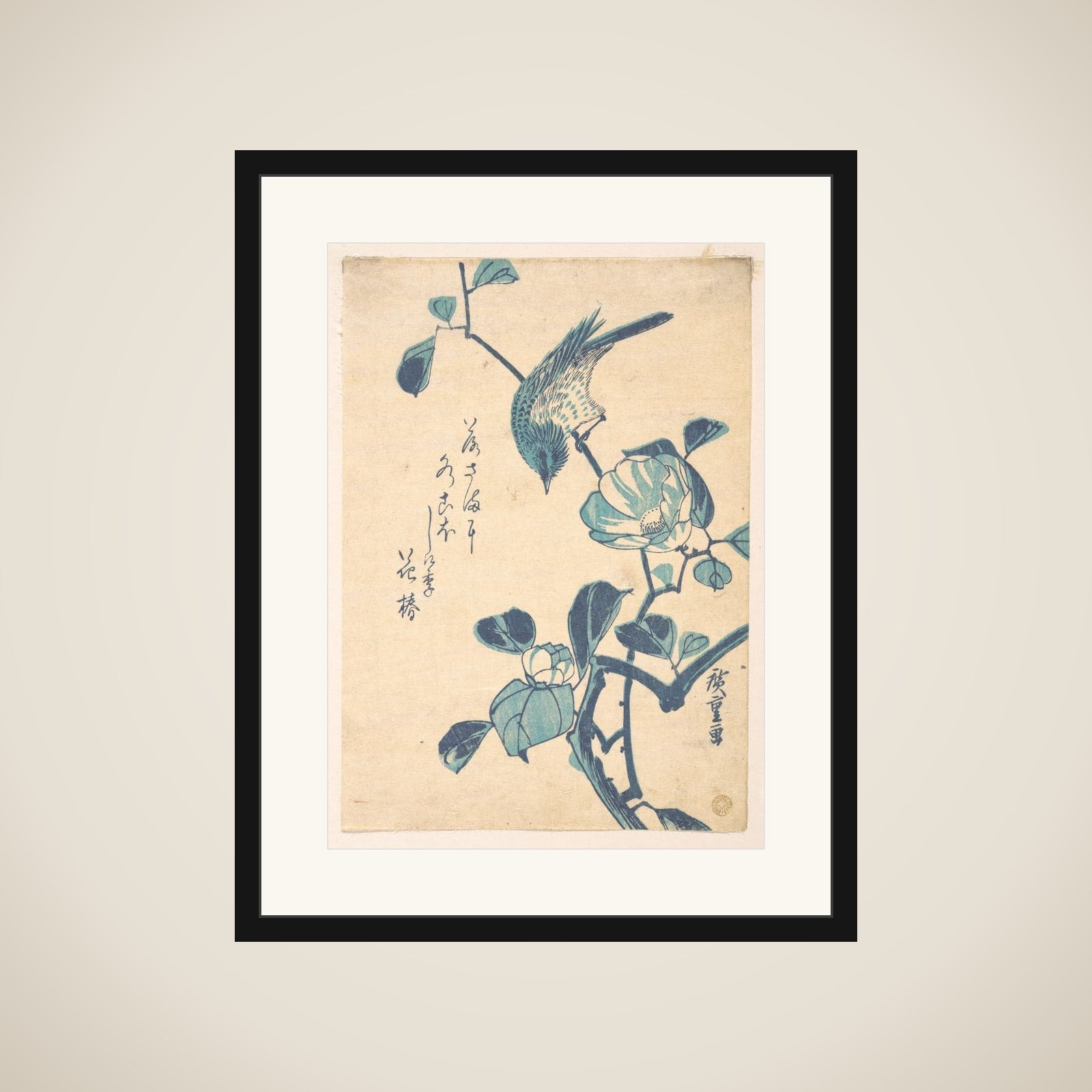 Camellia and Bird framed