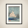 Egret in Iris and Grasses framed